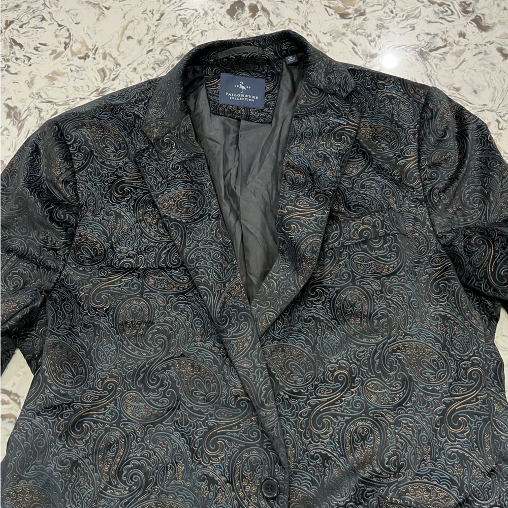 Tailorbyrd Paisley Blazer in Black and Gold